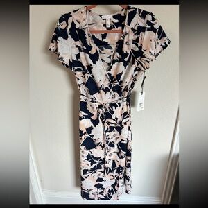 Leith floral wrap dress midi length